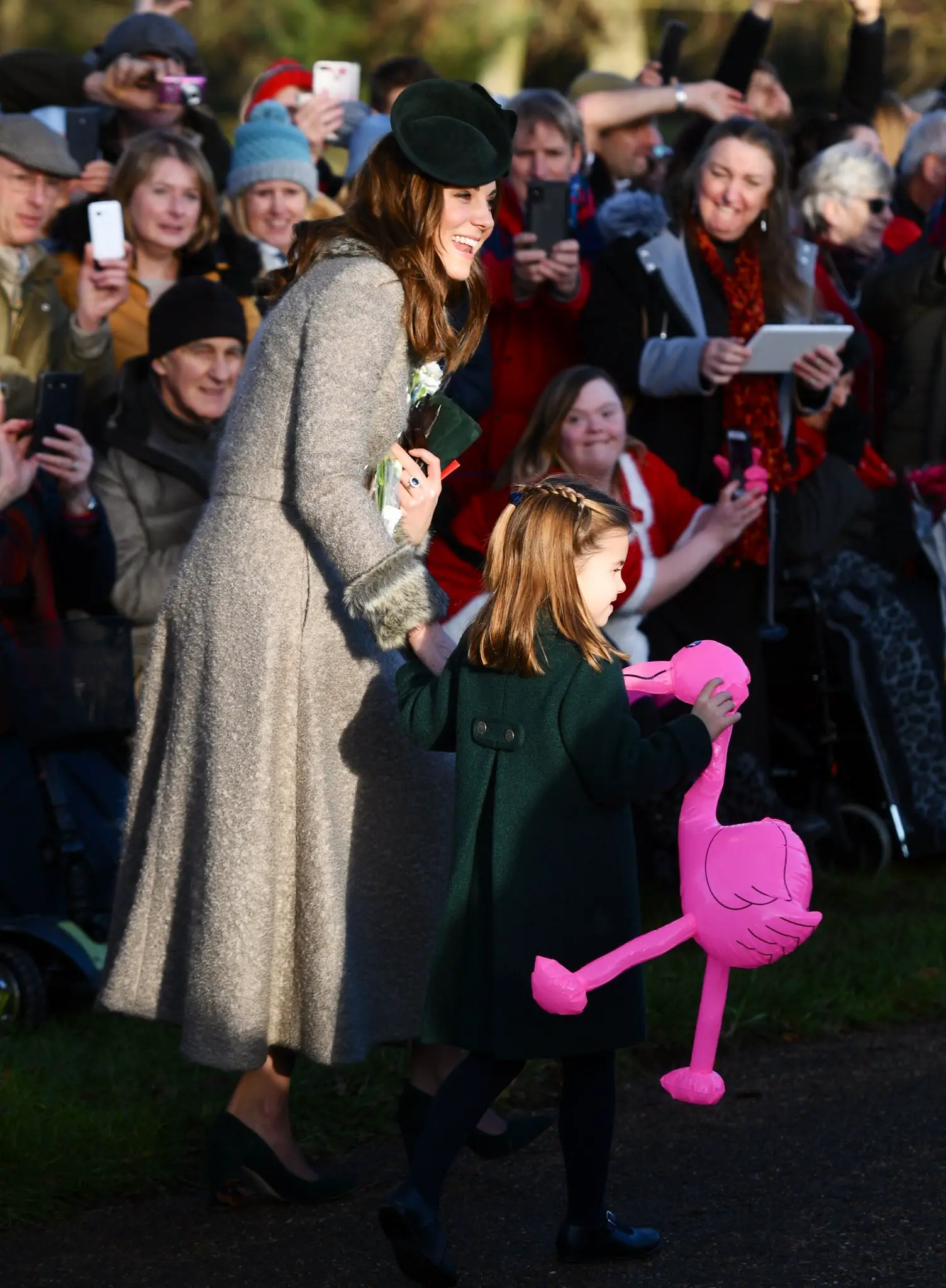 little Charlotte was presented with an inflatable pink flamingo
