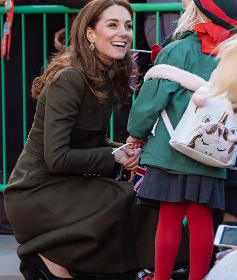 Duchess of Cambridge wore olive green McQueen Coat and Zara Dress to bisit Bradford