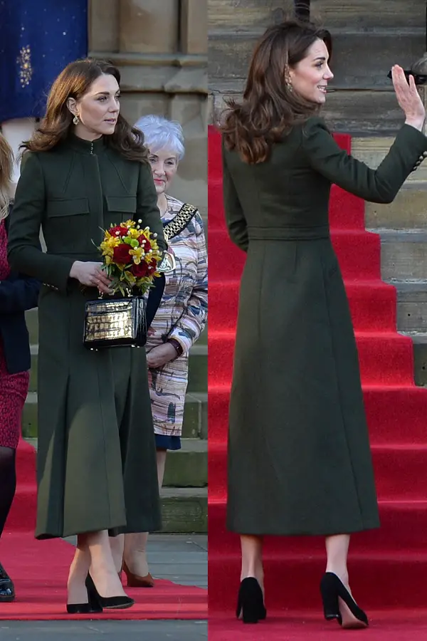 Duchess of Cambridge wore olive green McQueen Coat and Zara Dress to bisit Bradford1
