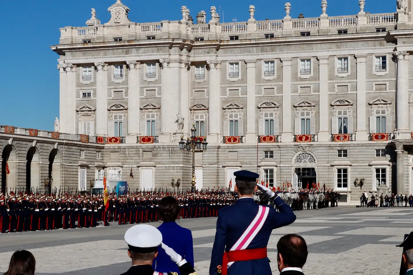 King Felipe and Queen Letizia of Spain took salute at the Military Easter Service in 2020