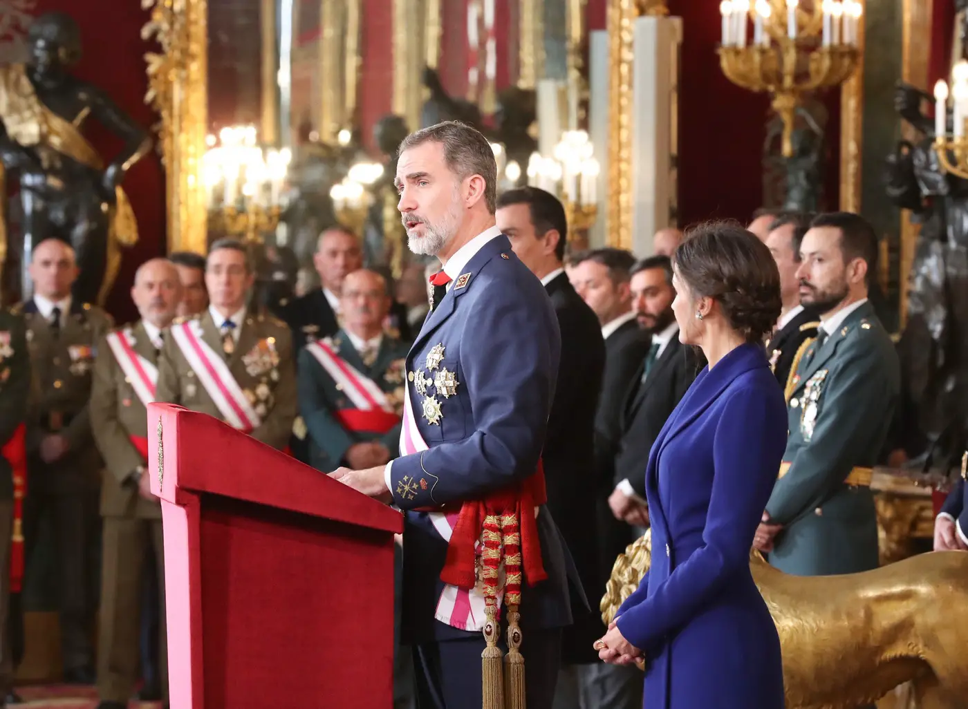 King Felipe and Queen Letizia at the Military Easter Reception in 2020