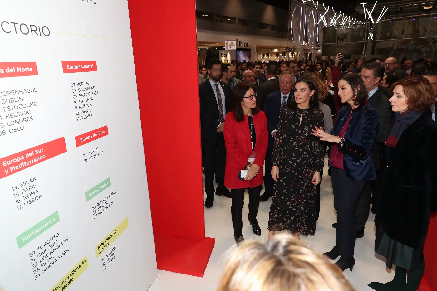 Queen Letizia of Spain attended the FITUR opening in Massimo Dutti Dress