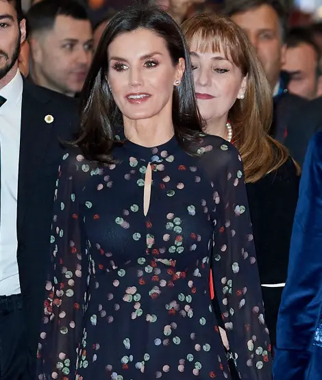 Queen Letizia of Spain attended the FITUR opening in Massimo Dutti Dress