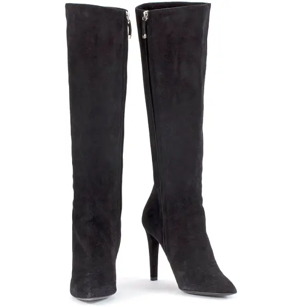 Ralph Lauren Collection Black Suede High Heel Boot