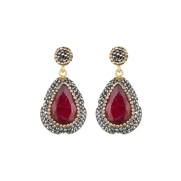 Soru Jewellery Ruby Gold Earrings