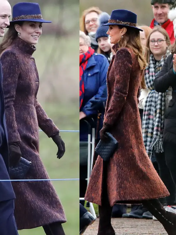 Duchess of Cambridge wore Roksanda Denton Wool-blend Coat at the Sunday Church Service in 2020