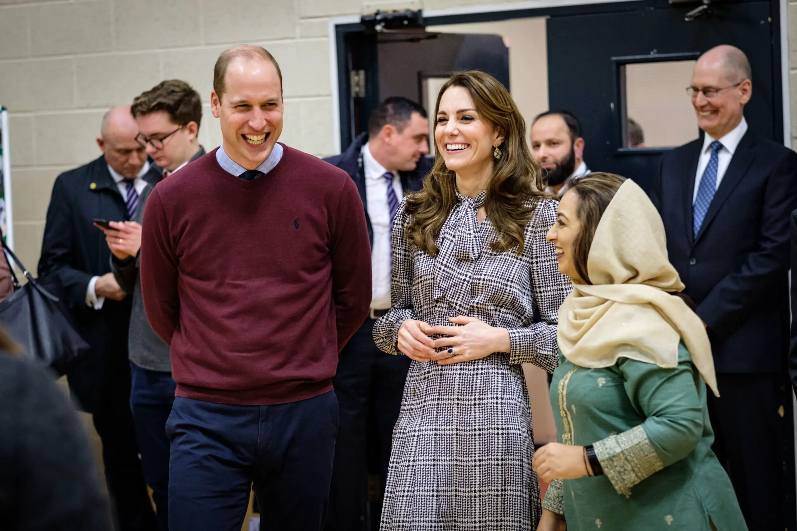 The Duchess of Cambridge in grey Zara dress during a visit to Bradford