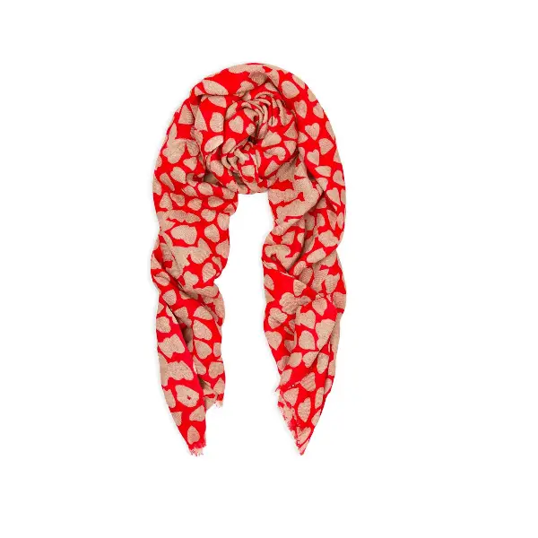 Duchess of Cambridge wore Beulah London Red Heart Scarf during a visit to Wales