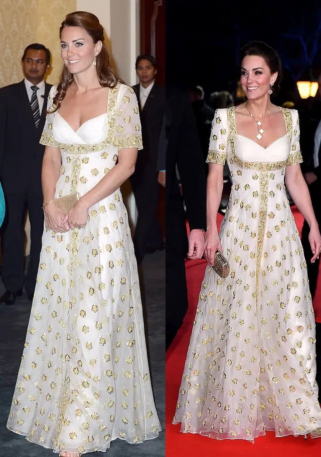 The Duchess of Cambridge wore cream and gold Alexander McQueen Gown to BAFTA 2020