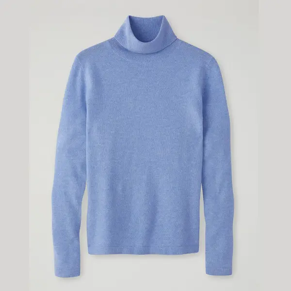 Pure Collection Cashmere Roll Neck Sweater Heather Cornflower