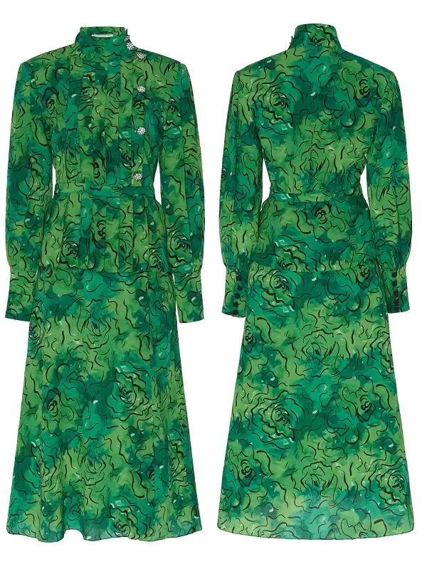 The Duchess of Cambridge wore Alessandra Rich Printed Silk Peplum Dress on the day one of Ireland visit in 2020