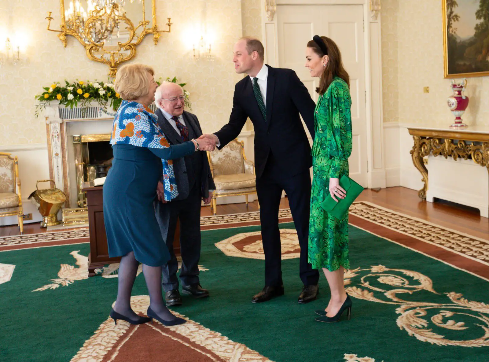 the Duke and Duchess started their day in Ireland by meeting the Irish President Michael D Higgins and First Lady Sabina Higgins