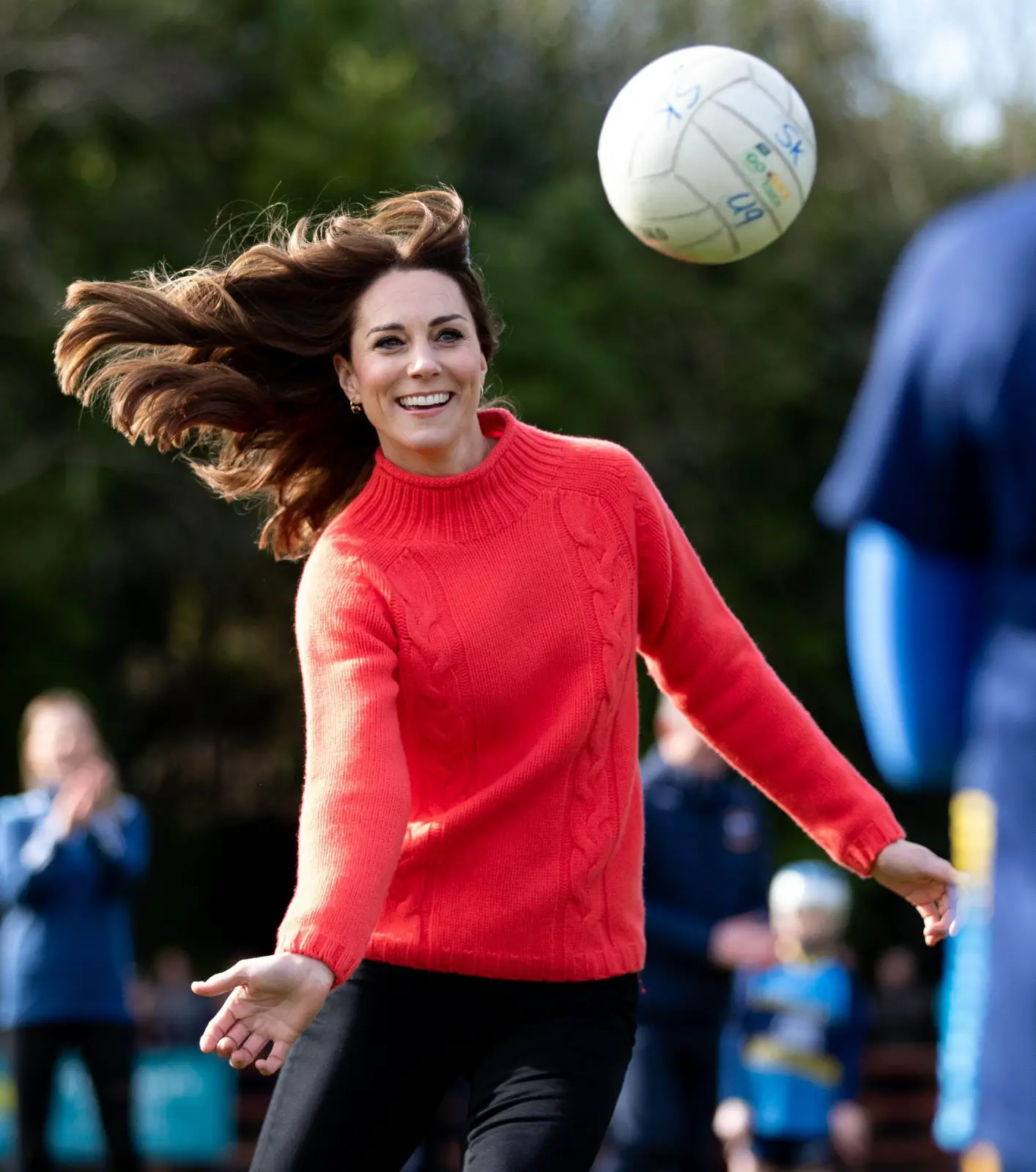 The Duchess of Cambridge playing with children during the last day of Ireland Tour