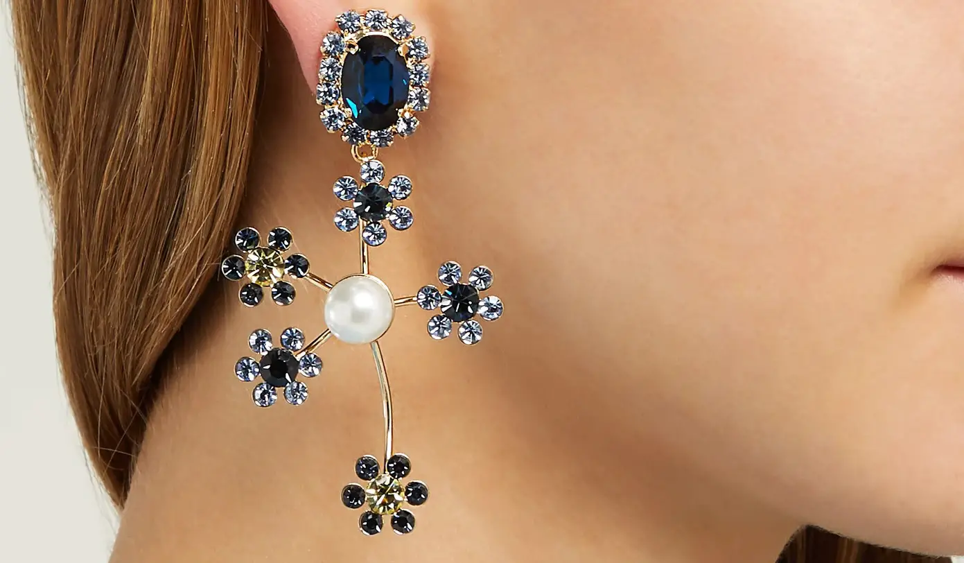 The Duchess of Cambridge wore Erdem Pearl Embellished Floral Drop Earrings