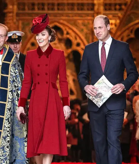 Duchess of Cambridge wore red catherine walker coat to commonwealth service 2020