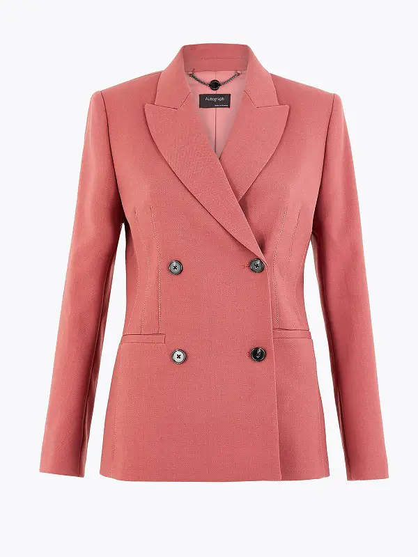 M&S Wool Blend Double Breasted Blazer