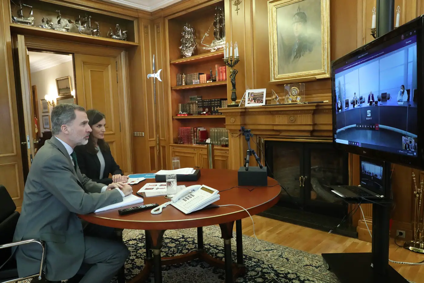 Queen Letizia and King Felipe held a video conference