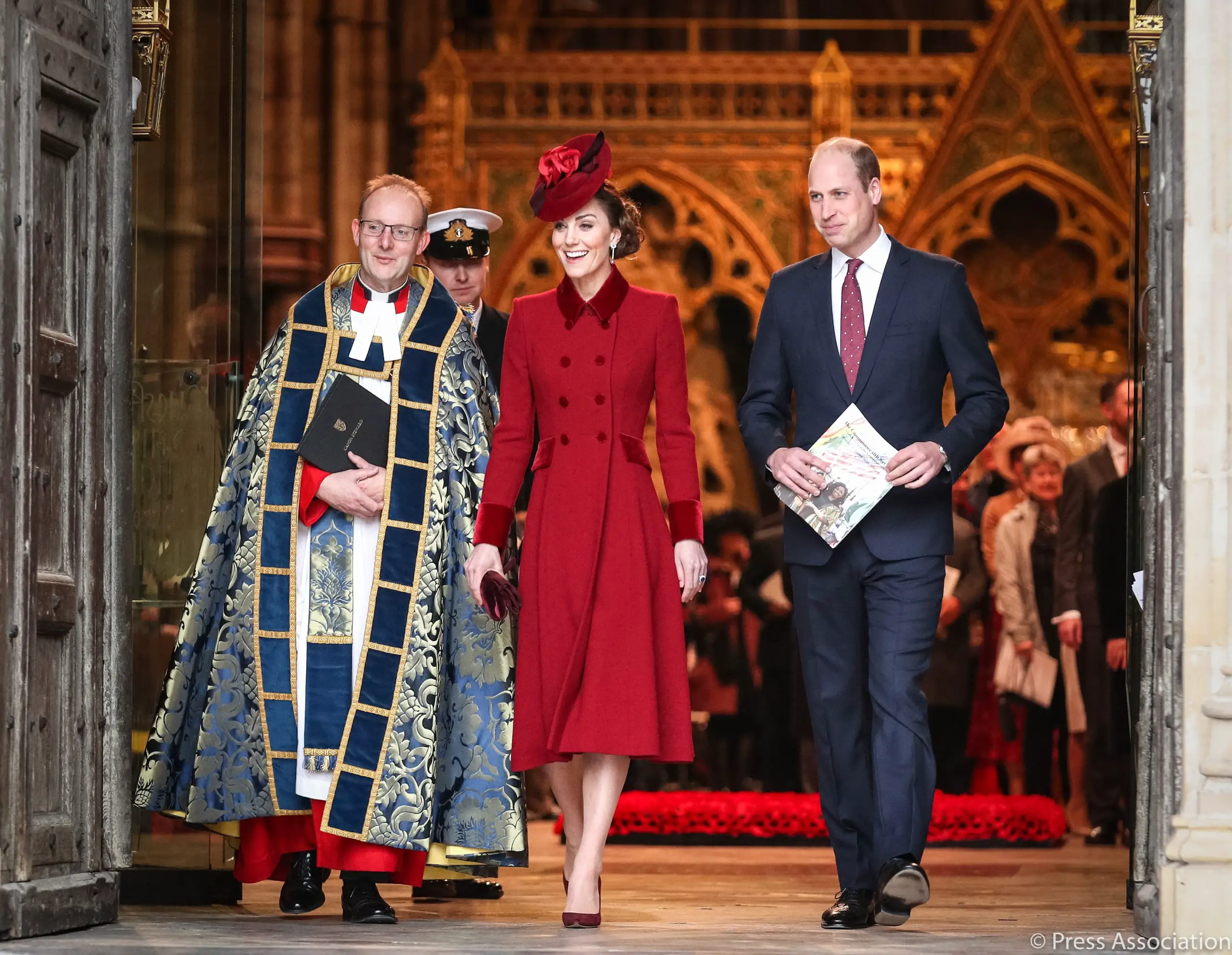 The Duchess of Cambridge chose Red and Repeat. She was wearing her red Catherine Walker coat that she first wore at the 2018 Christmas Church Service.