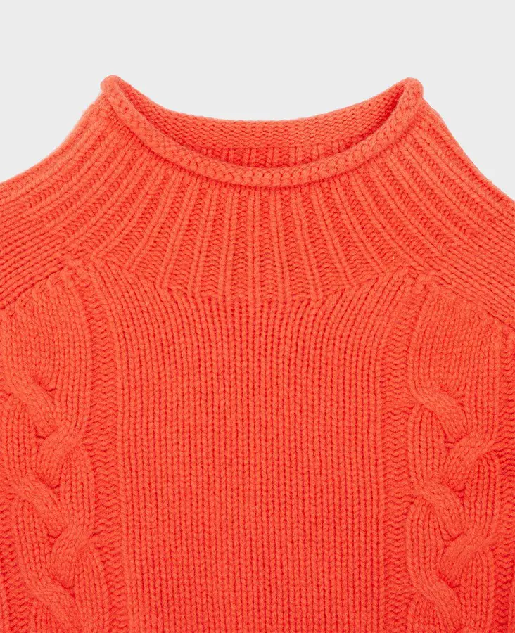 Really Wild Clothing Cashmere Mix Cable Cres Coral Sweater