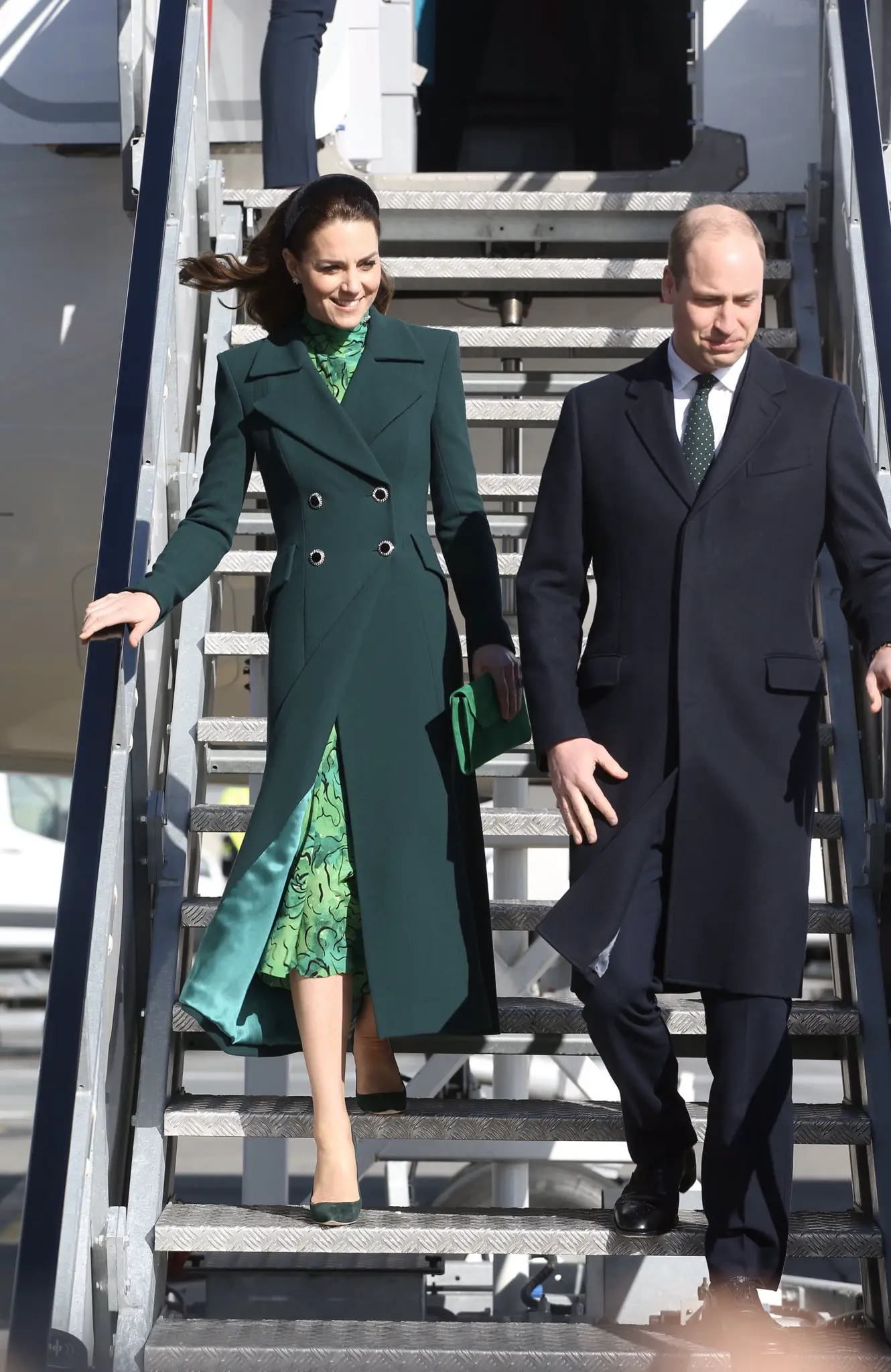 The Duchess of Cambridge chose Irish green for Ireland arrival