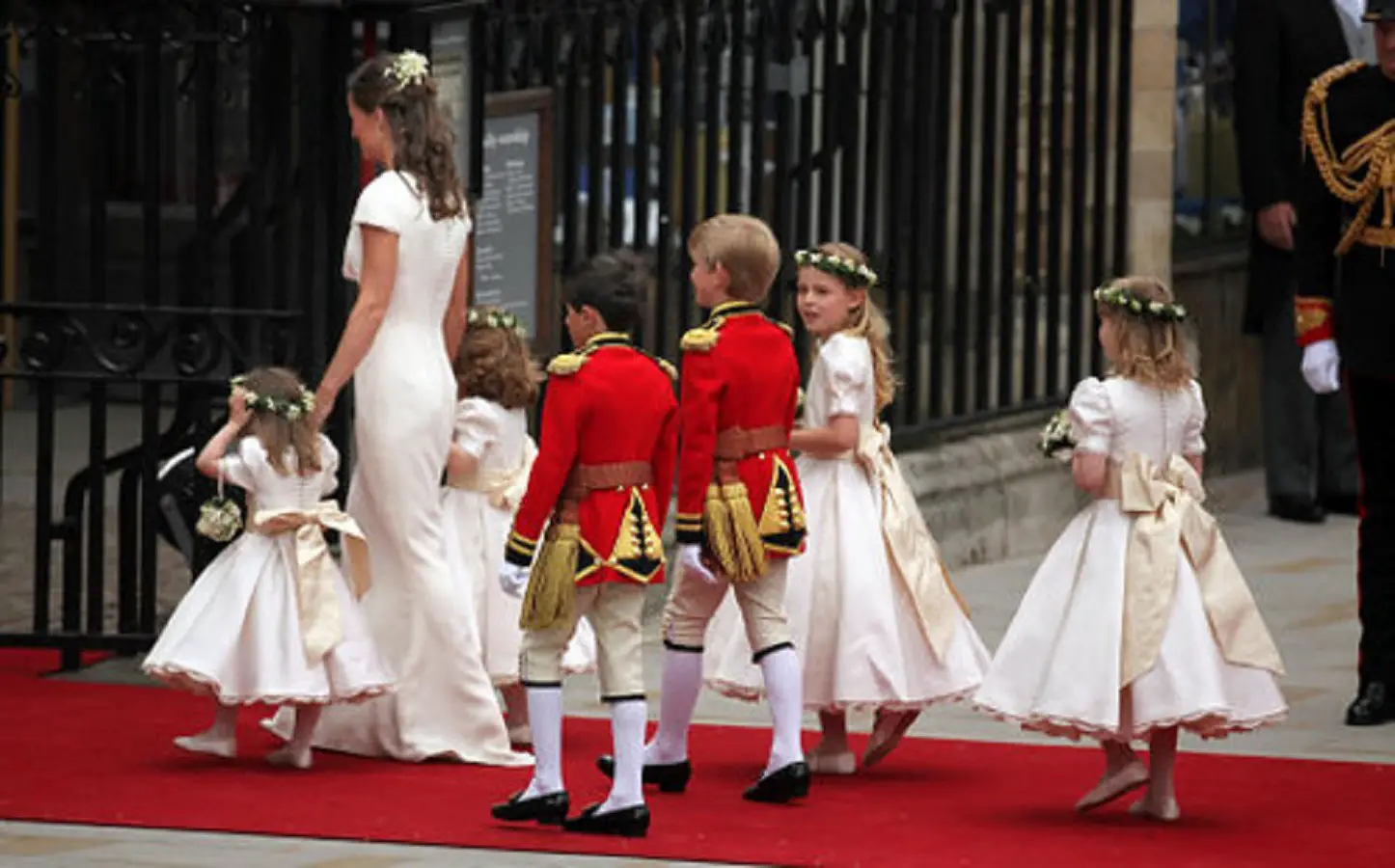 Bridal Party arriving at the Westminster abbey on the wedding of Prince William and Kate Middleton
