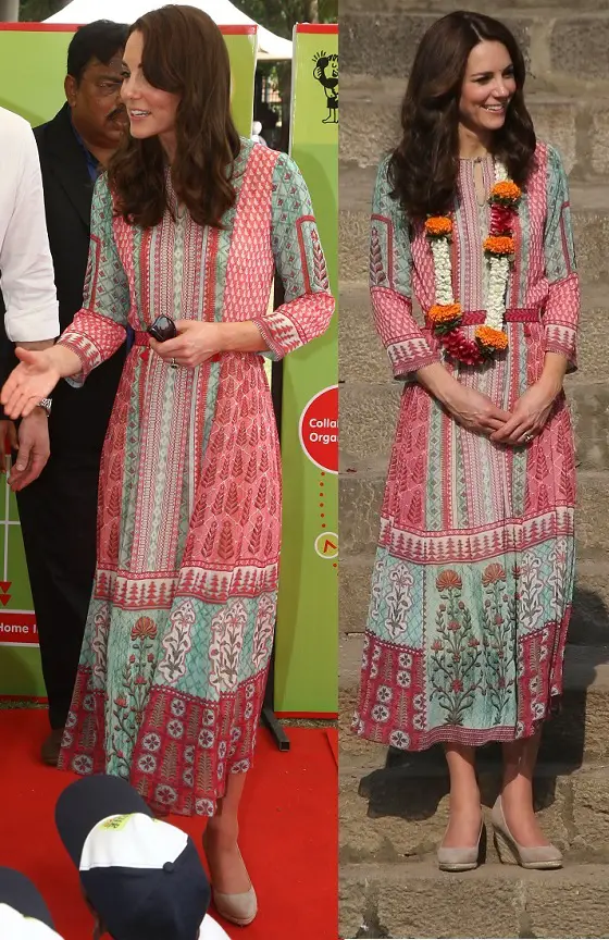 Duchess of Cambridge wore Anita Dongre's Gulrukh Tunic Dress on the day 1 of the Mumbai visit