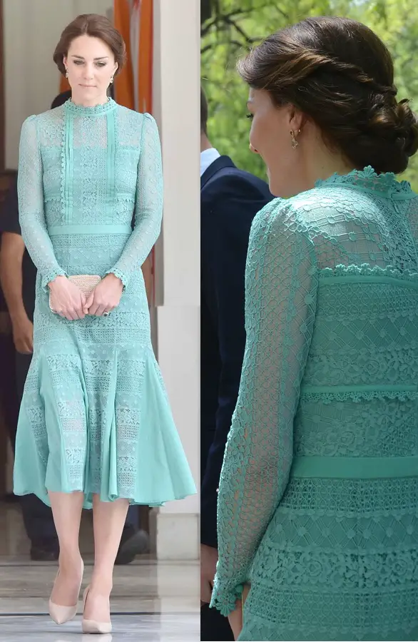 The Duchess of Cambridge wore Temperley London Desdemona Dress to meet Indian Prime Minister during India tour