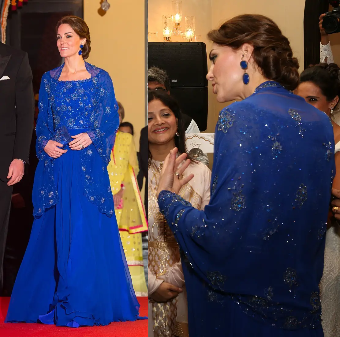 Duchess of Cambridge wore blue Jenny Packham Gown at the Bollywood Gala during India visit in 2016
