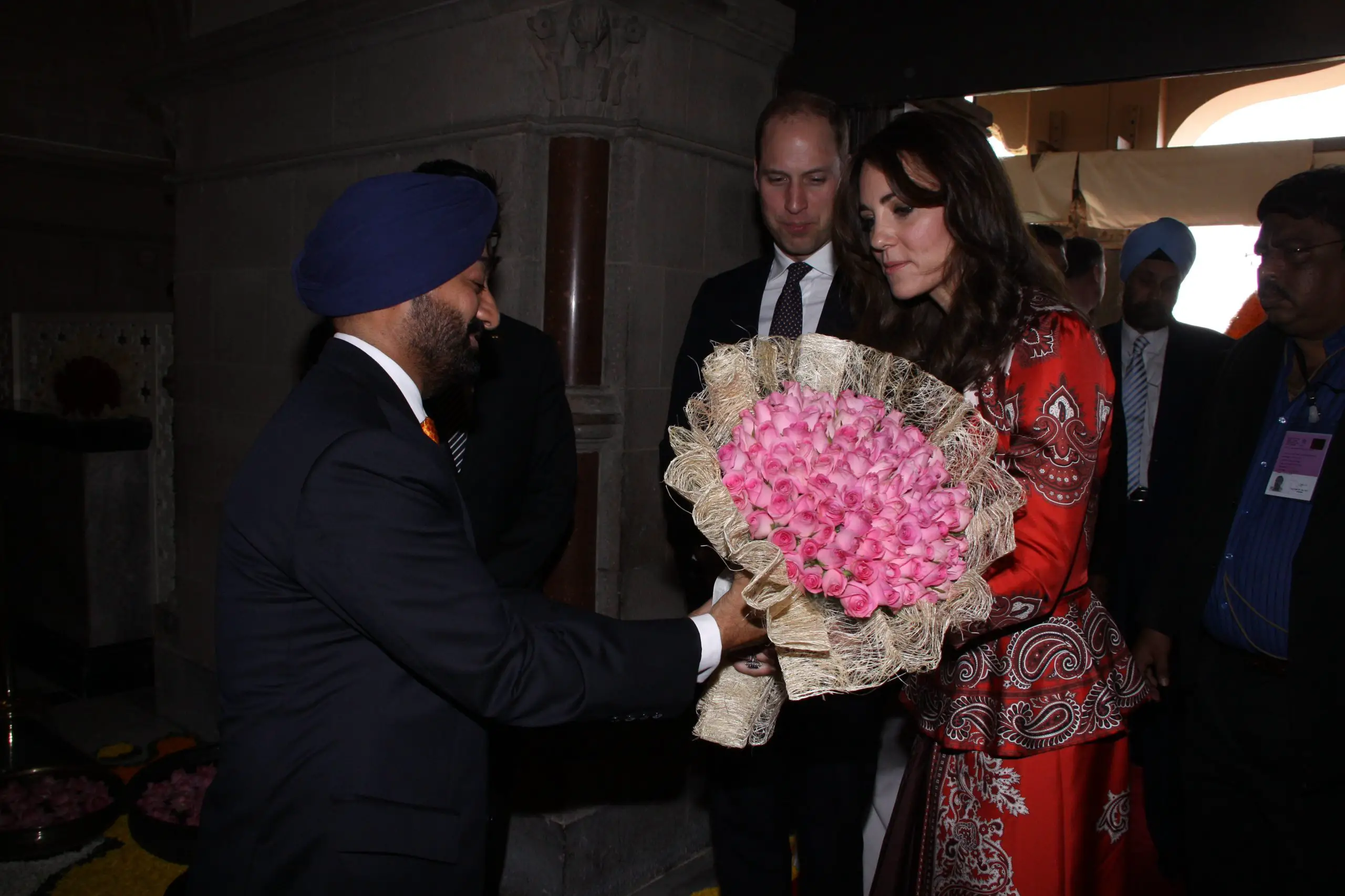 The Duchess of Cambridge received floral welcome at The Taj Mahal Hotel in Mumbai