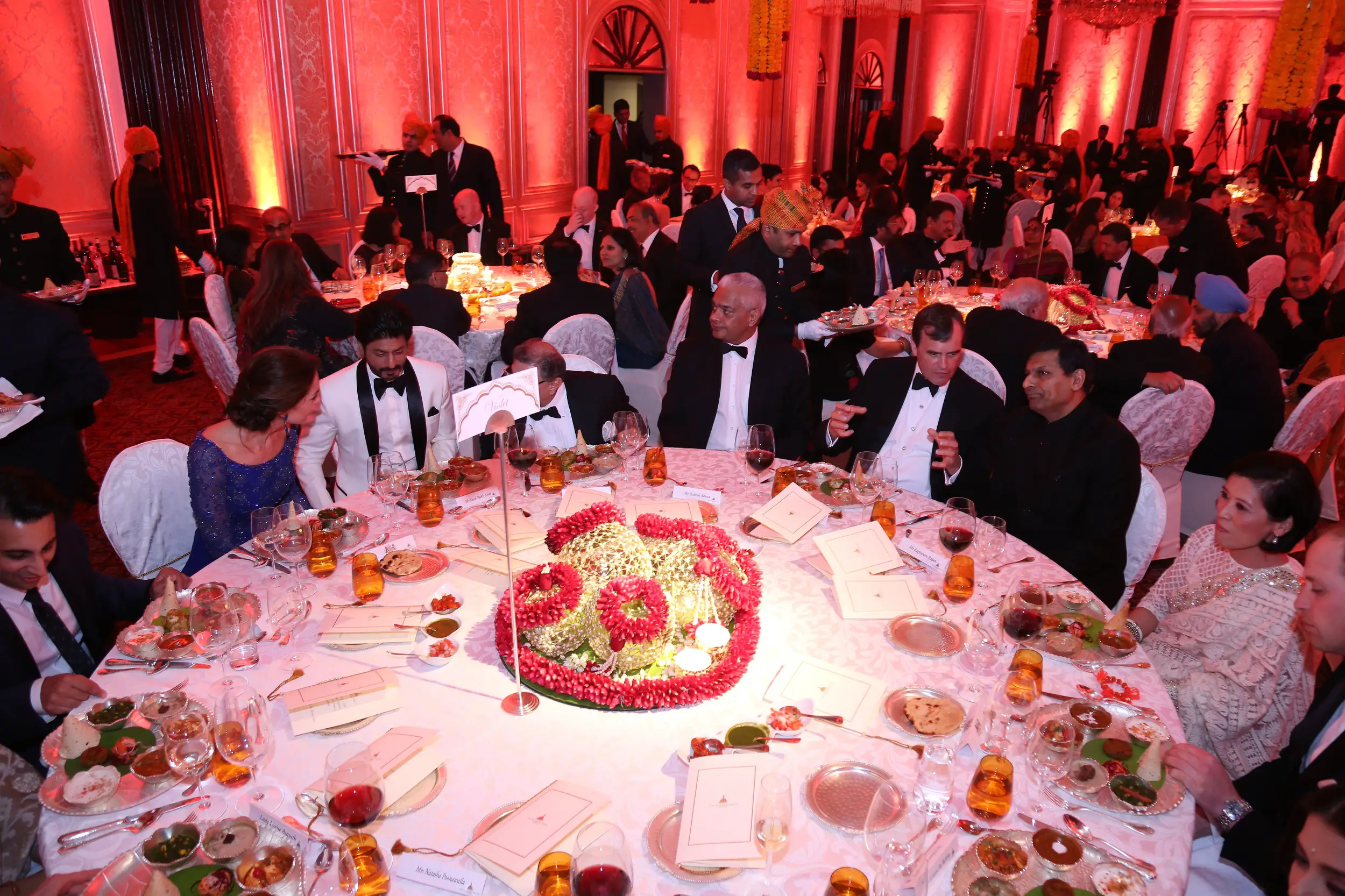 The Duke and Duchess of Cambridge at the Dinner table of Bollywood Gala