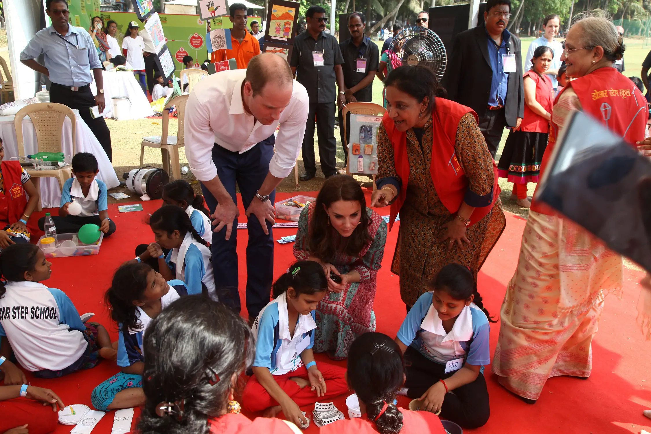 The Duke and Duchess of Cambridge met with the children from , Childline, Magic Bus and Doorstep