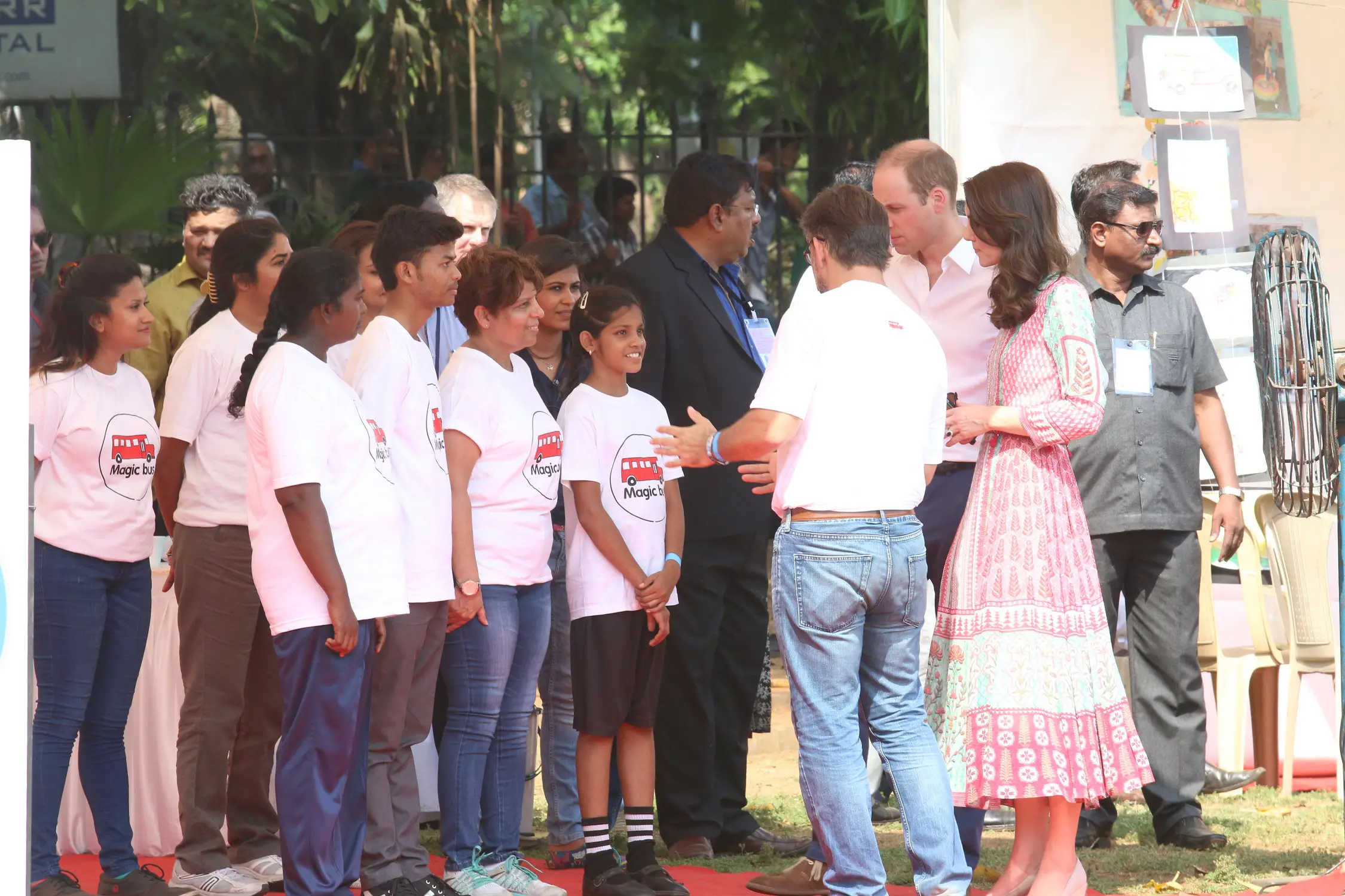 The Duke and Duchess of Cambridge with magic bus kids in Mumbai