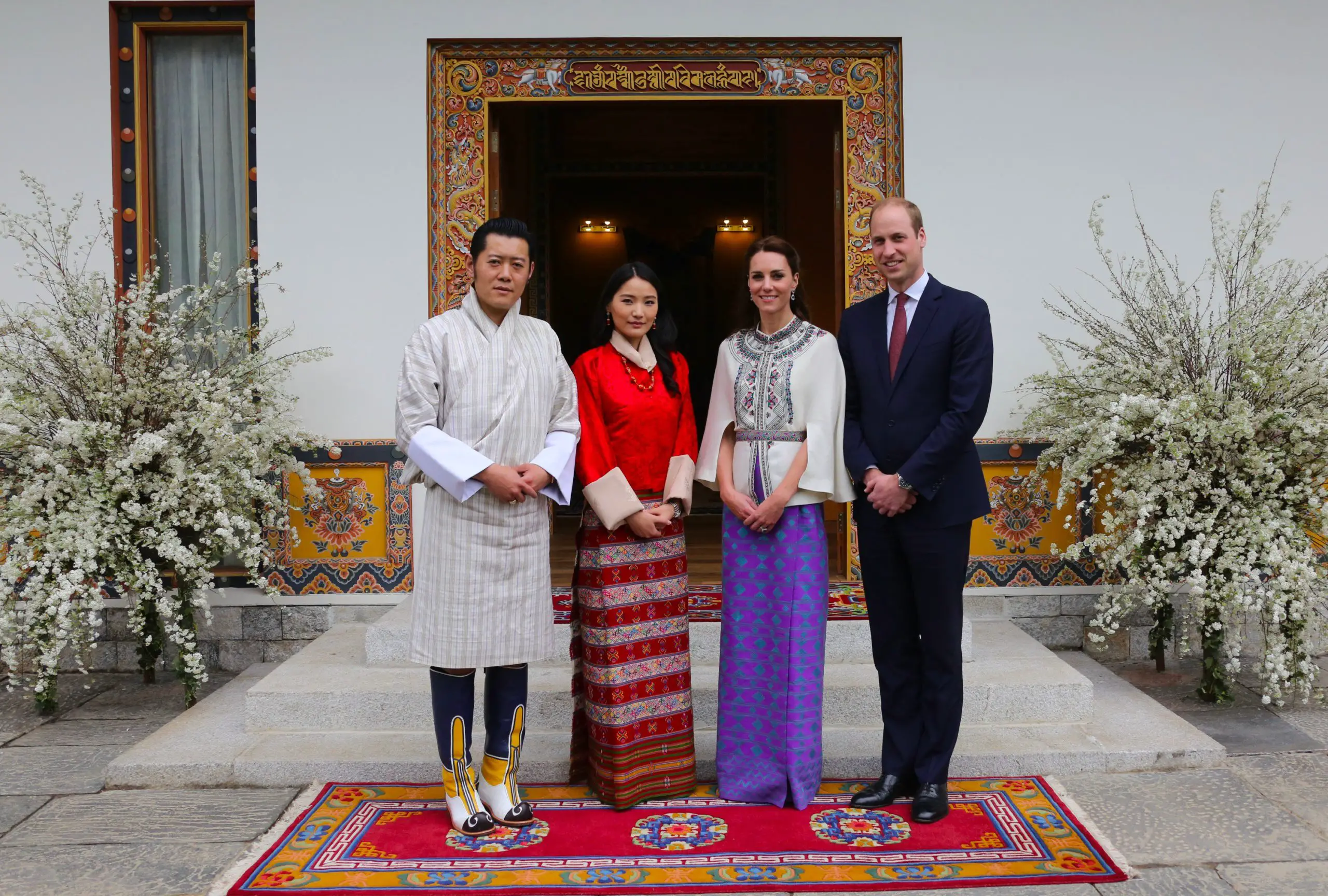 The Duke and Duchess of Cambridge with the King and Queen of Bhutan in April 2016