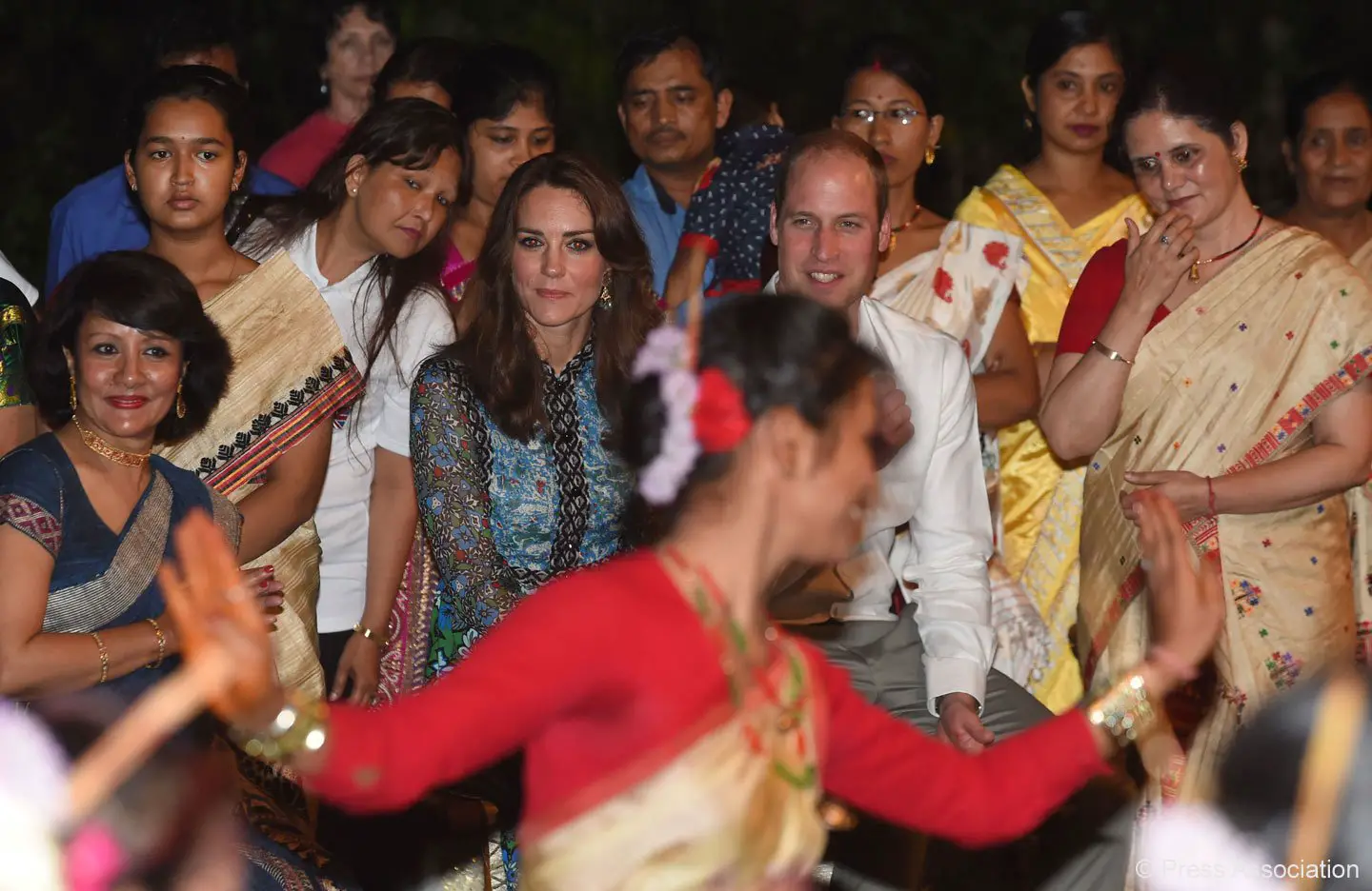Around a campfire, the Duke and Duchess met local people and enjoyed dance and musical performances