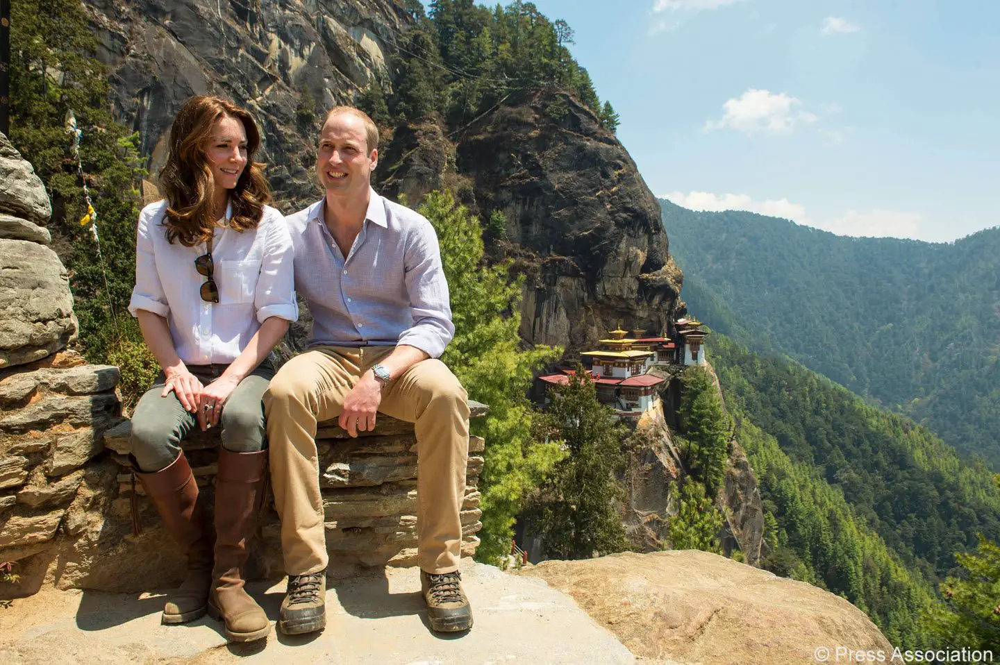 The Duke and Duchess of Cambridge at the Tiger’s Nest monastery during Bhutan visit