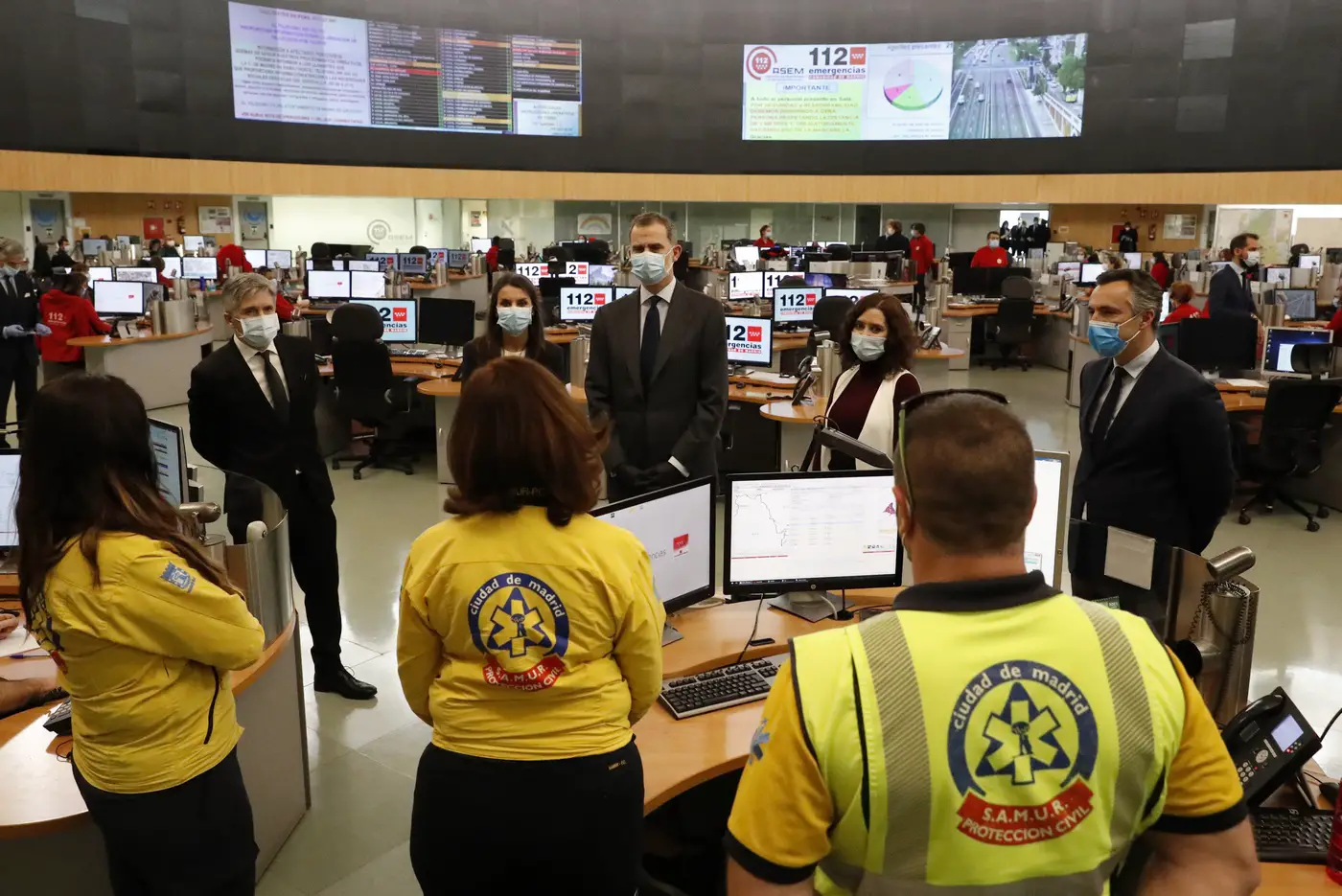 King Felipe and Queen Letizia visited the Headquarters of the Madrid 112 Security and Emergency Agency