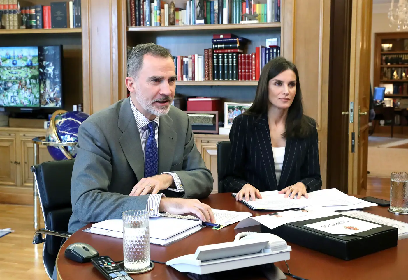 Queen Letizia and King Felipe held a videoconference with Spanish Federation of Food and Beverage Industries