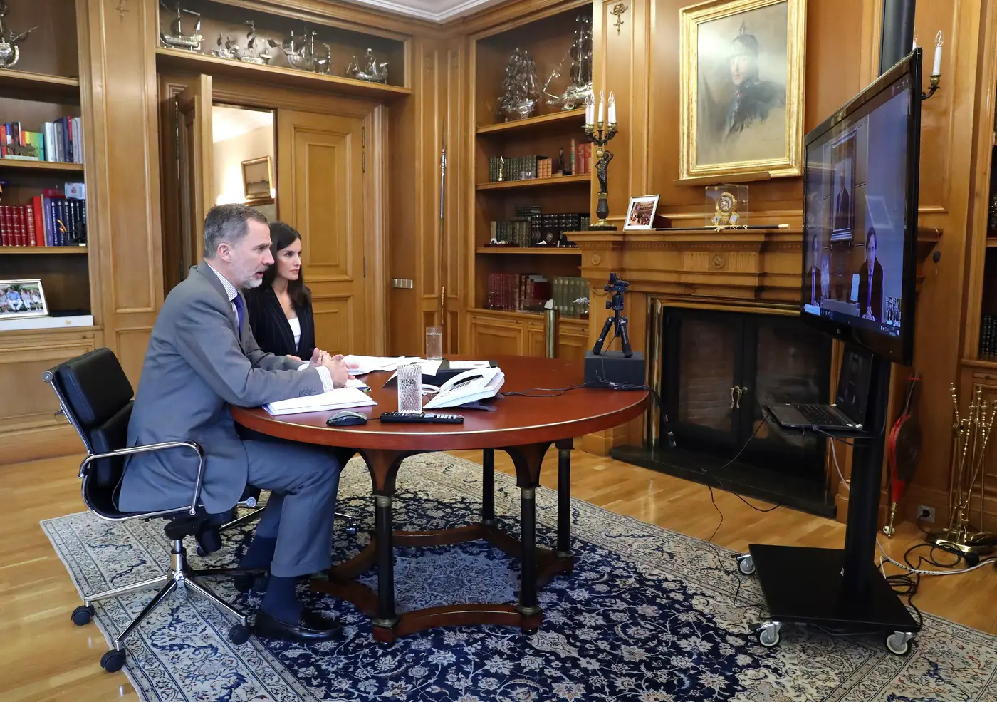 Queen Letizia and King Felipe held a video conference with Spanish Federation of Food and Beverage Industries