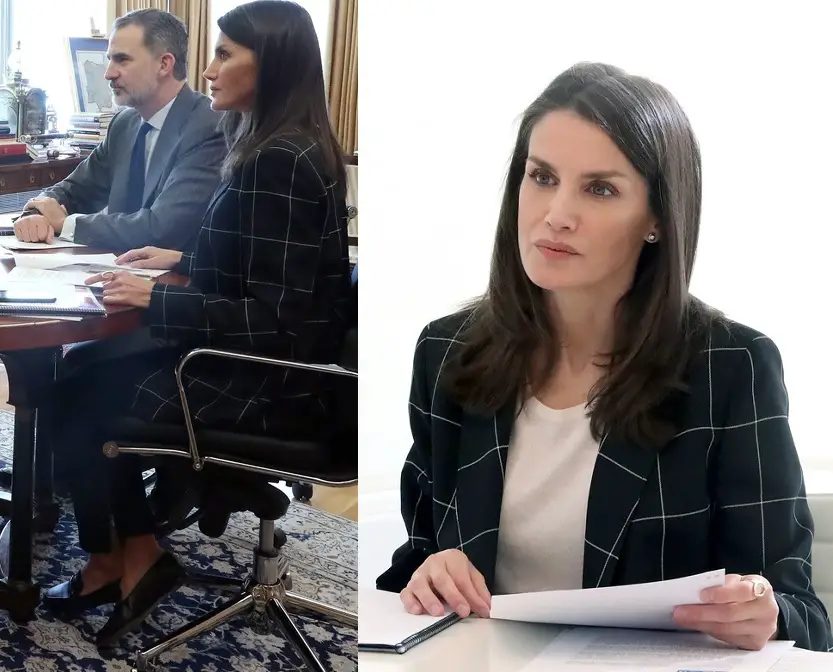 Queen Letizia attended Video conference from home