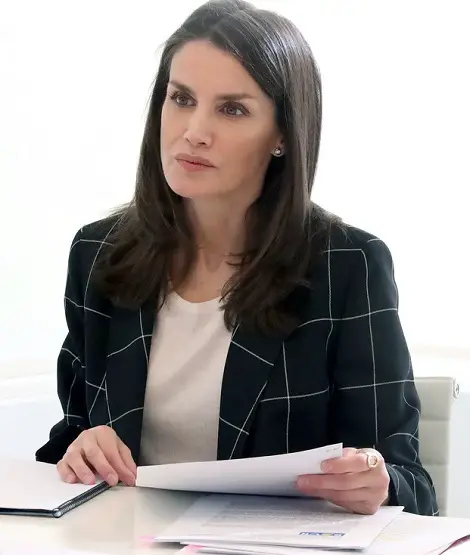 Queen Letizia attended Video conference from home