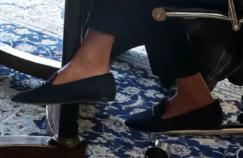 Queen Letizia wore navy suede loafers