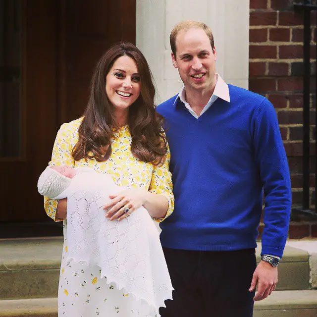 Princess Charlotte Elizabeth Diana of Cambridge was born at 08:34 on May 02 in 2015 at the Lindo Wing of St Mary's Hospital in London.