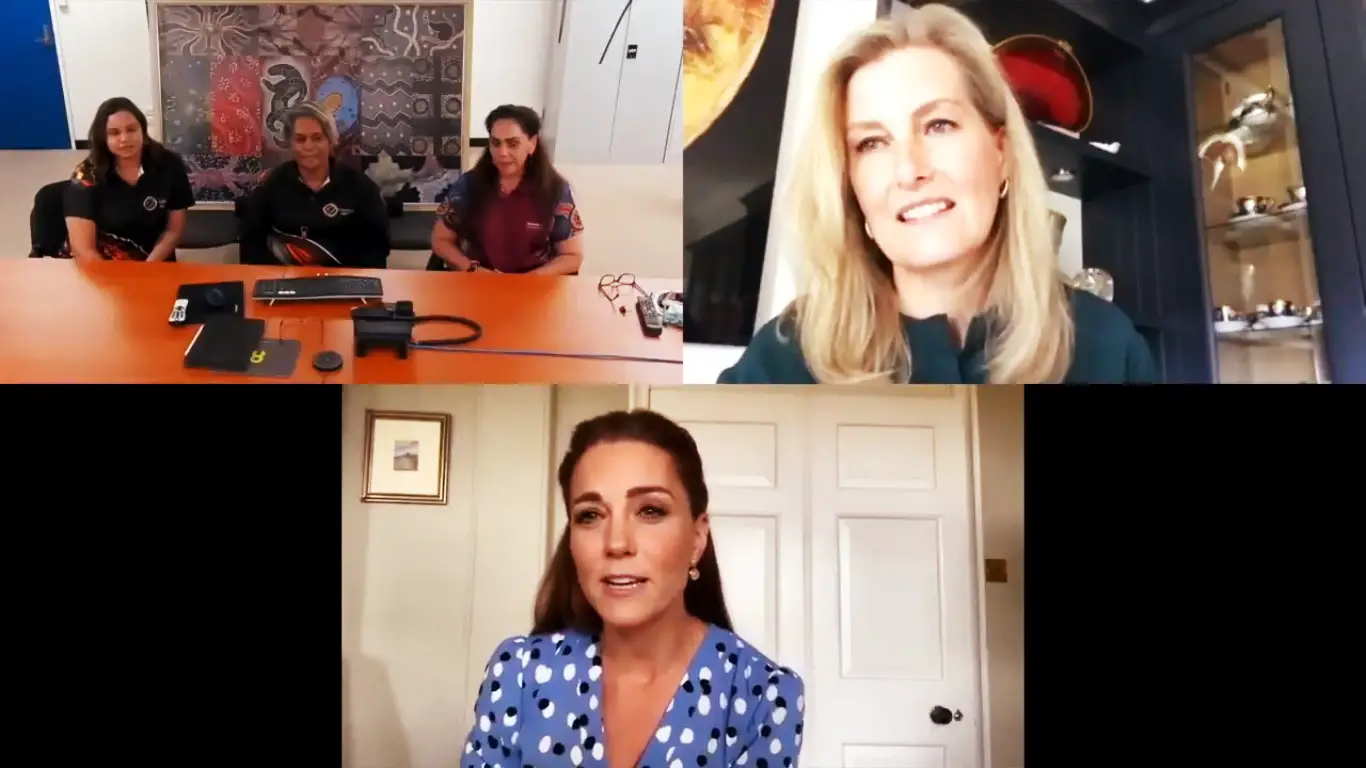 Duchess of Cambridge and Coutness of Wessex together during a video call