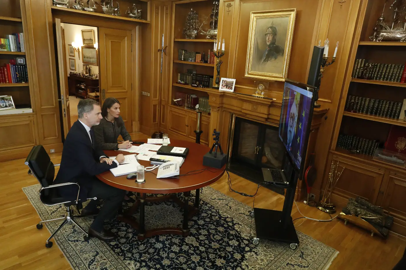 Felipe and Letizia at Felipe's office in Madrid