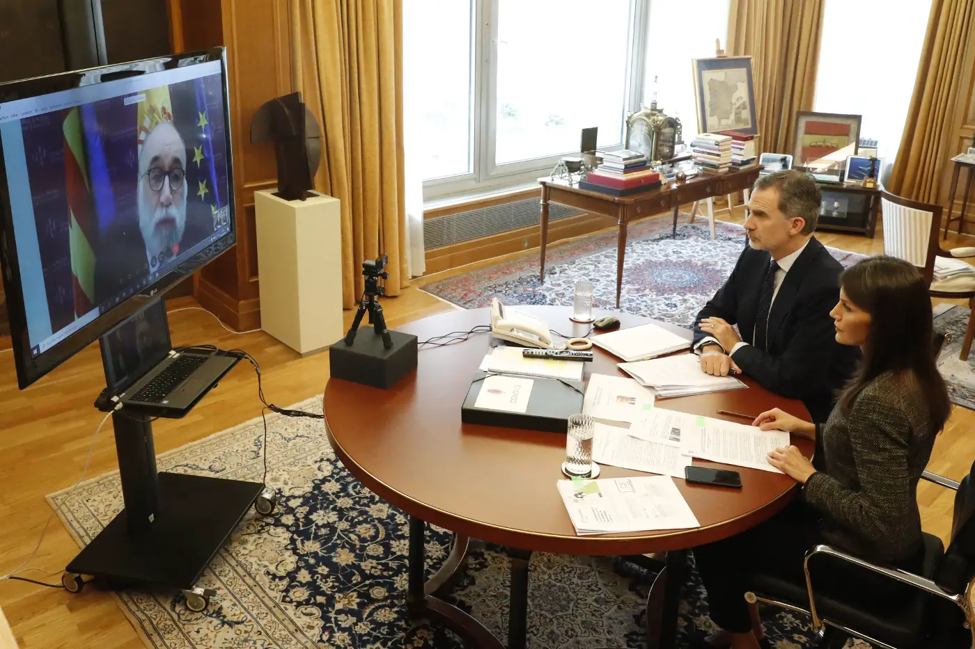 King Felipe and Queen Letizia's work from home routine continues