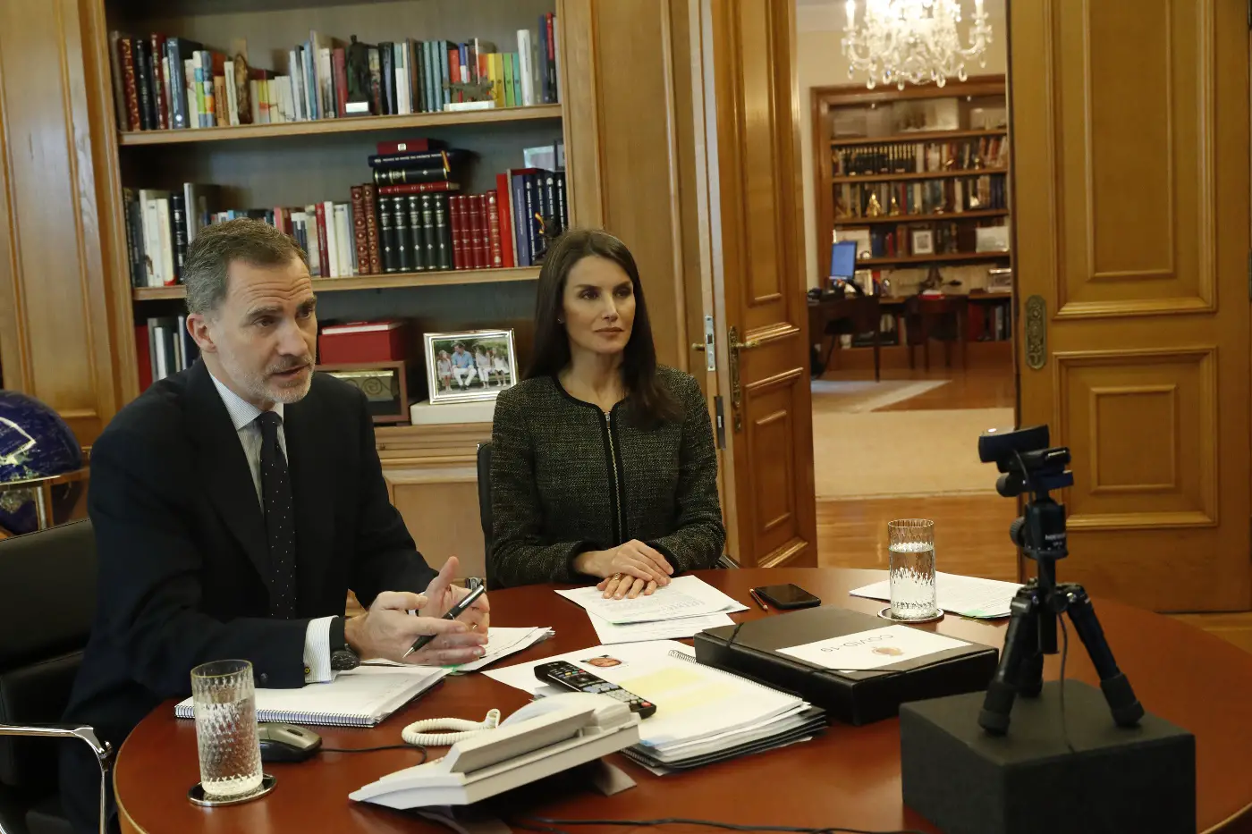 King Felipe and Queen Letizia in virtual meeting