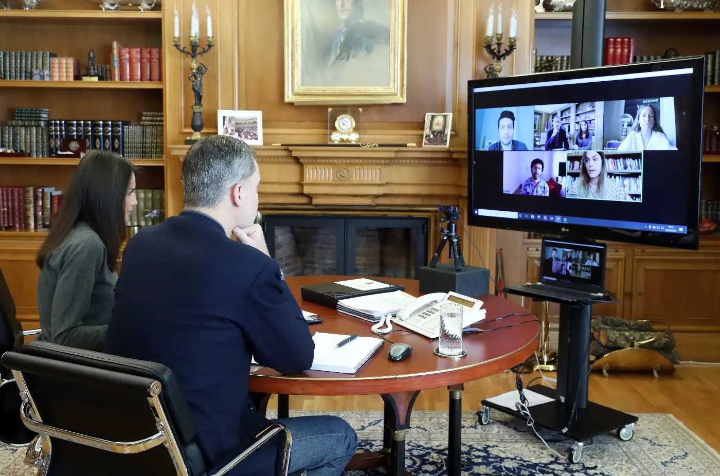 King Felipe and Queen Letizia of Spain in meeting with literature professionals