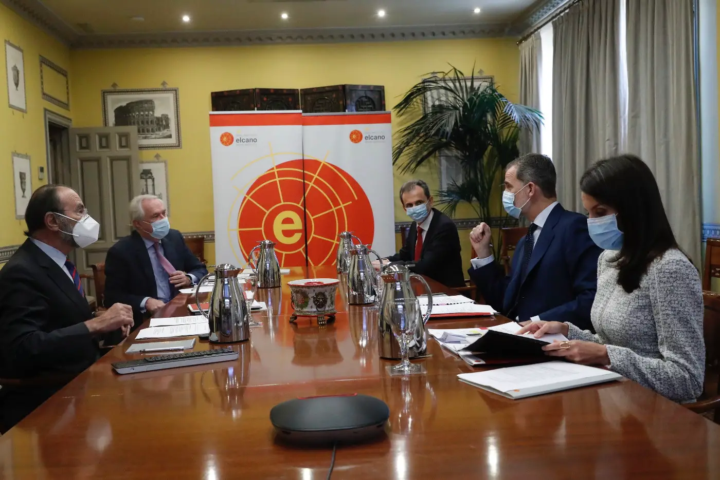 King Felipe and Queen Letizia of Spain visited Elcano Royal Institute to attend a meeting