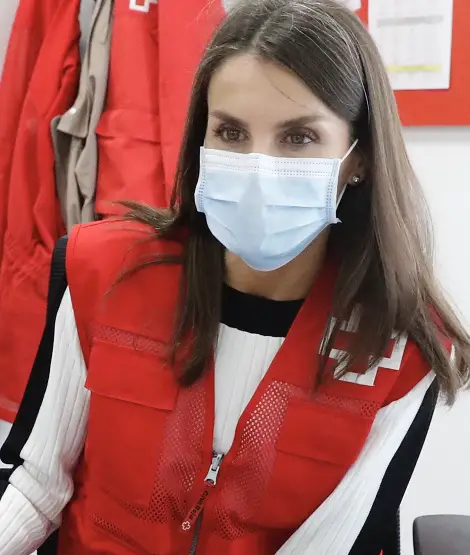 Queen Letizia of Spain spent a day with volunteers of Red cross in Madrid