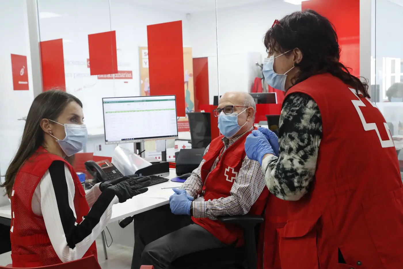 Queen Letizia of Spain working at the Spanish Red cross in Madrid